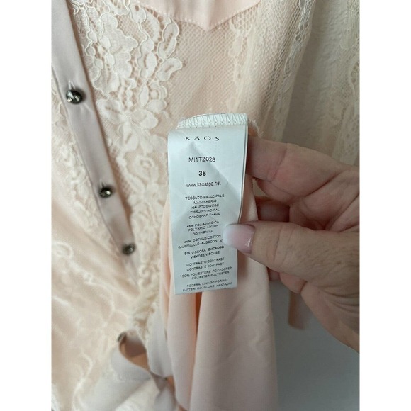 KAOS Pink Lace Dress Small Ethereal Coquette Made In Italy Cottagecore Girly - Picture 11 of 11